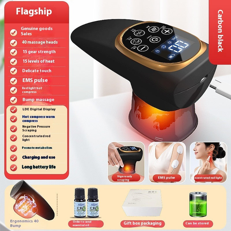 Electric EMS Cupping Device Microcurrent Vacuum Hot Compress Scraping Therapy Negative Pressure Massage Tool
