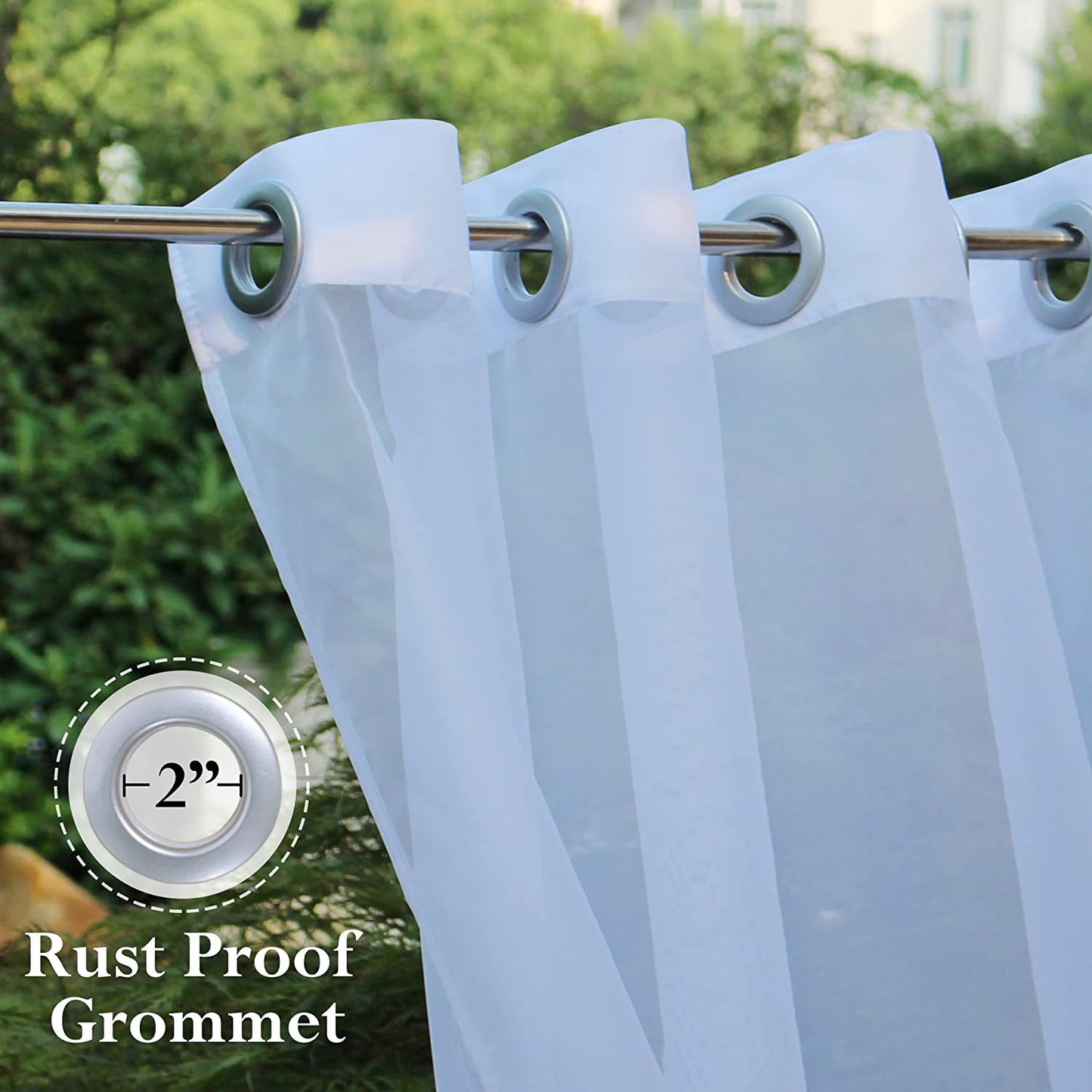 Outdoor Shading Door Curtain Waterproof White Mesh Curtains for Pavilion Balcony Terrace Window Screen
