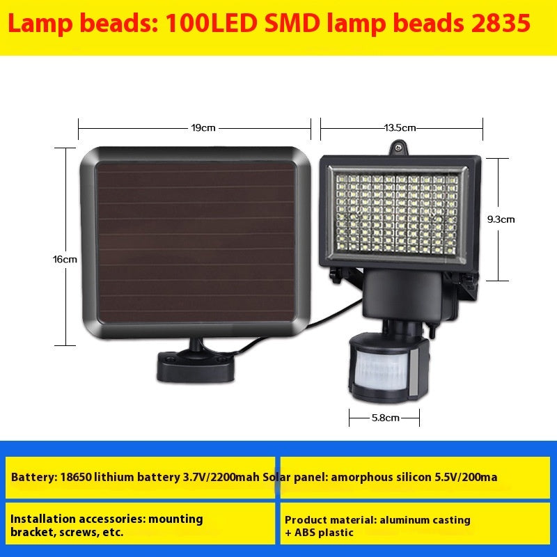 Solar LED Floodlight with Infrared Sensor – Motion Detection Outdoor Security Wall Lamp