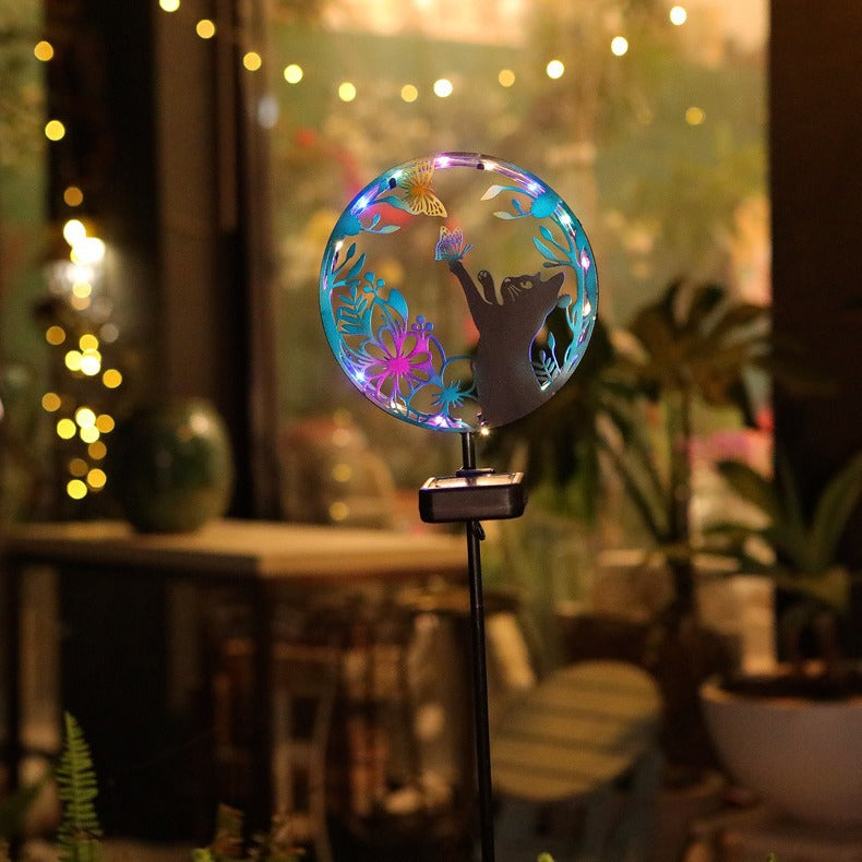 LED Wrought Iron Solar Garden Animal Ground Lamp Outdoor Decorative Atmosphere Landscape Light