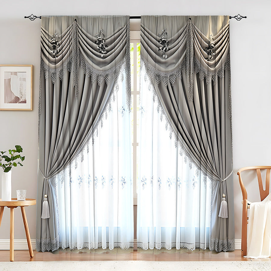 Creative Home European Flower Character Curtains Decorative Window Drapes for Living Room Bedroom Home Decor
