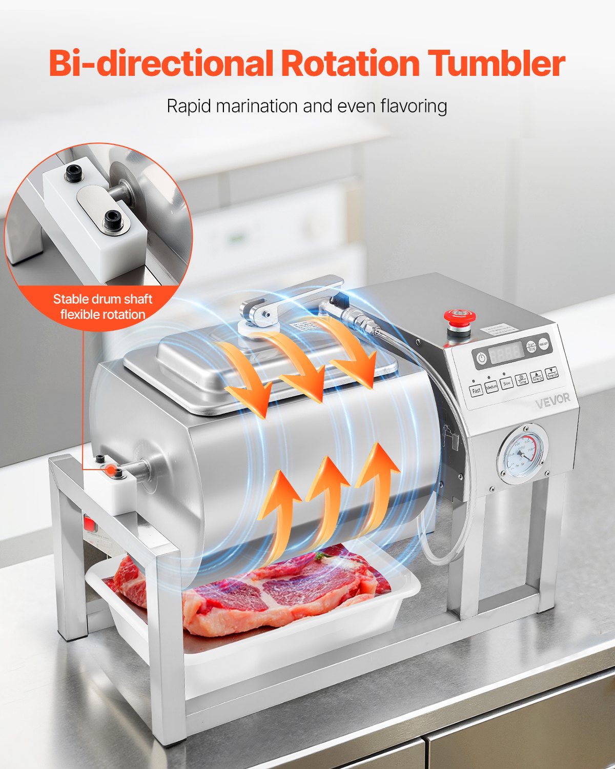 20L Vacuum Meat Tumbler Marinator Machine for Chicken Steak Fish Commercial Food Processing Use