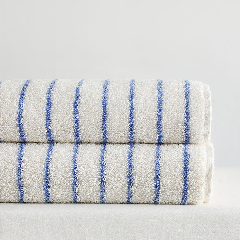 Family Cotton Bath Towels Long Staple Yarn Dyed Rhombus Stripe Soft Absorbent Large Towel