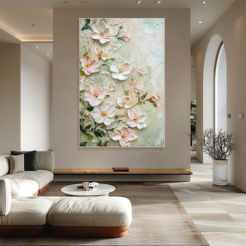 Handmade 3D Texture Flower Oil Painting on Canvas Modern Abstract Wall Art for Home Room Decor Frameless Unstretched