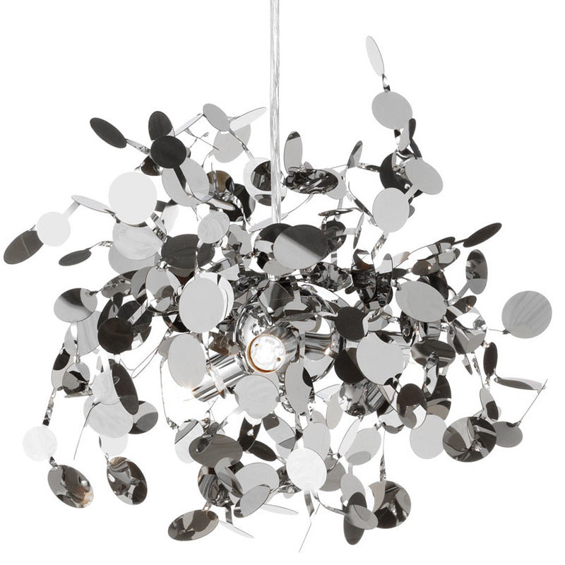 Nordic Tree Leaf Stainless Steel Chandelier – Minimalist Living Room & Bar Light