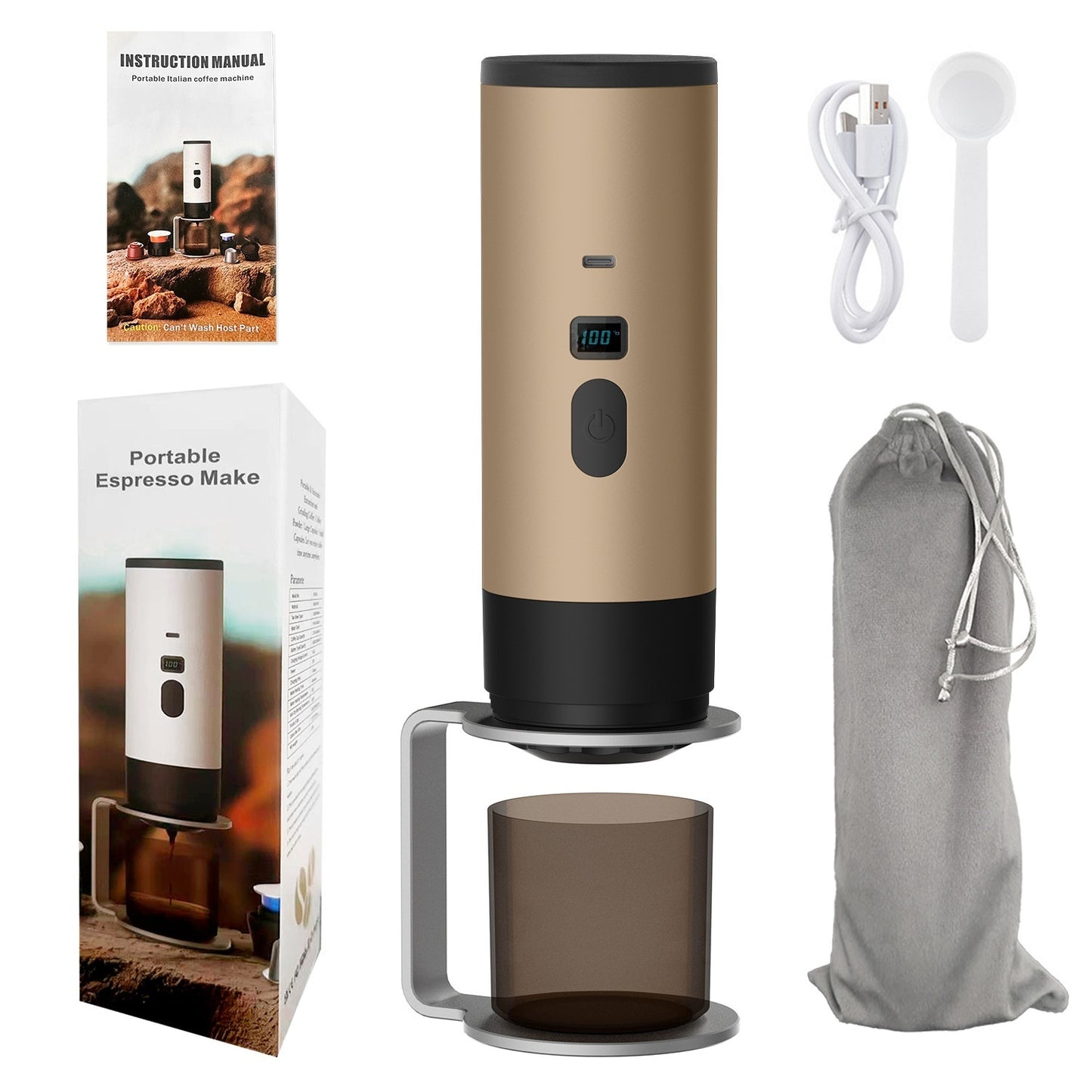 Portable Capsule Coffee Machine – Automatic Wireless Heating Espresso Maker for Travel