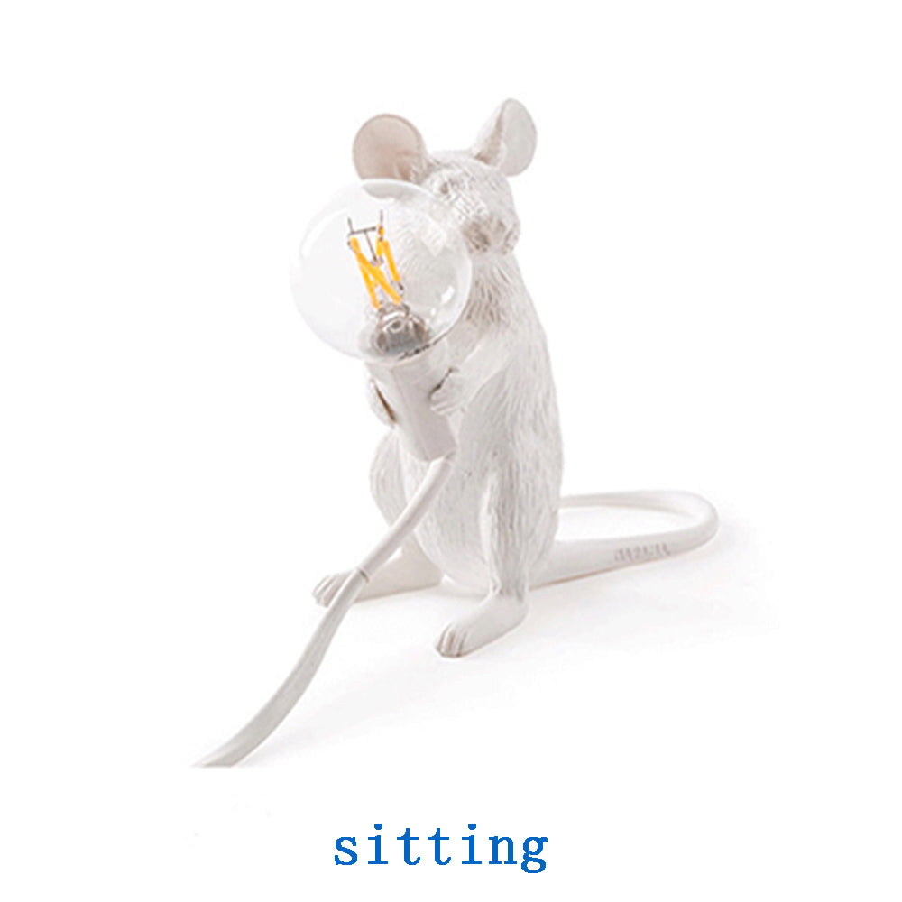 Nordic Resin Mouse Table Lamp Creative Mini LED Desk Night Light Decorative Rat Lamp for Bedroom & Study