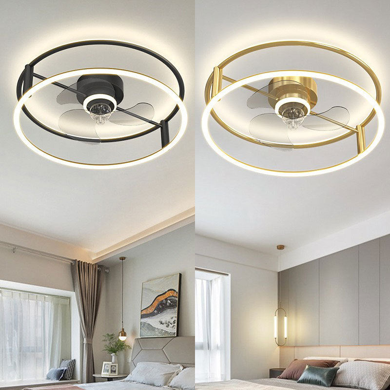 Modern Simple Ceiling Fan Light Dining Room LED Ceiling Fan Lamp With Remote Control