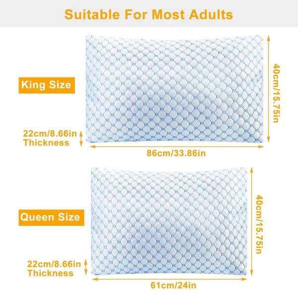 Cooling Memory Foam Bed Pillow Gel Infused Ventilated Breathable Heat Reducing Sleep Pillow Machine Washable
