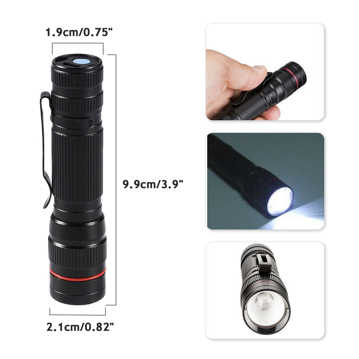 USB Rechargeable Military LED Flashlight – Tactical Zoom Mini Powerful Pen Torch