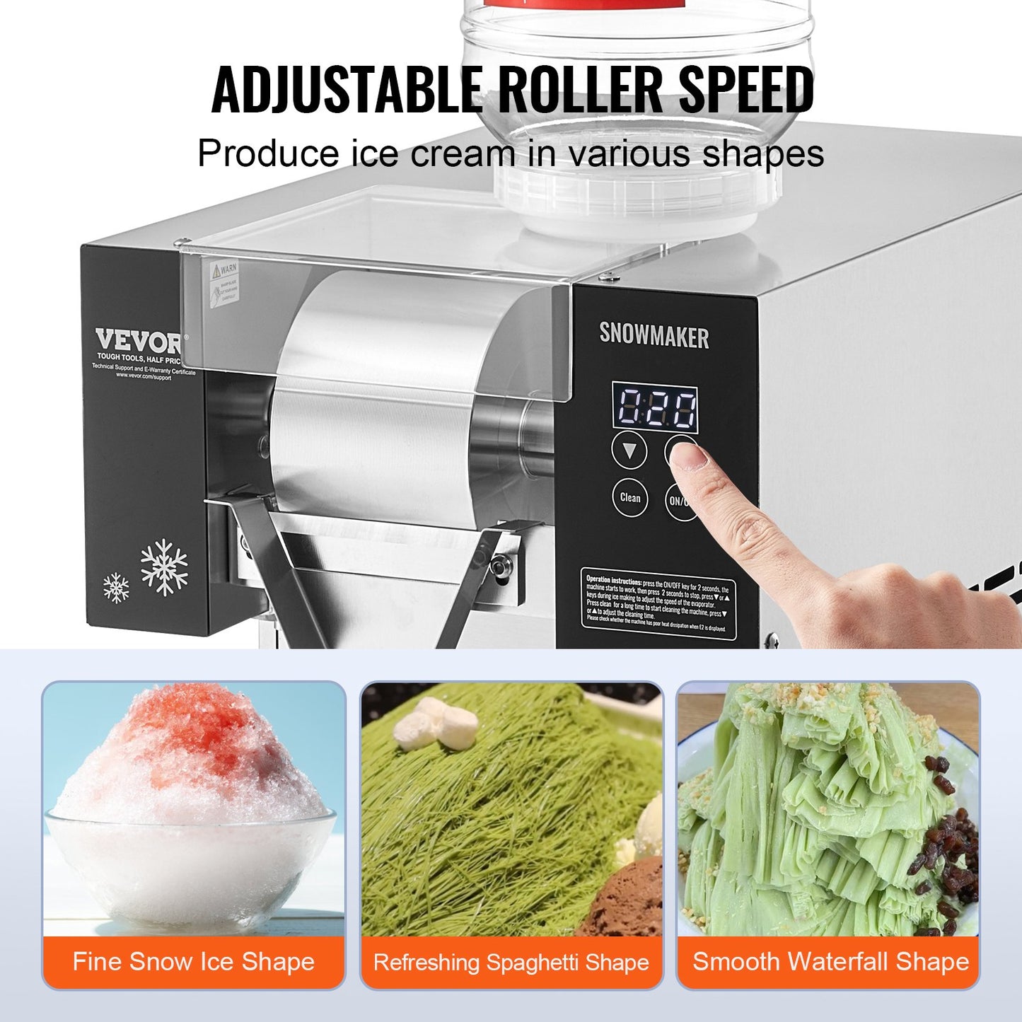 Commercial Snowflake Ice Machine 375LBS/24H Stainless Steel Ice Maker for Restaurant and Food Service Use