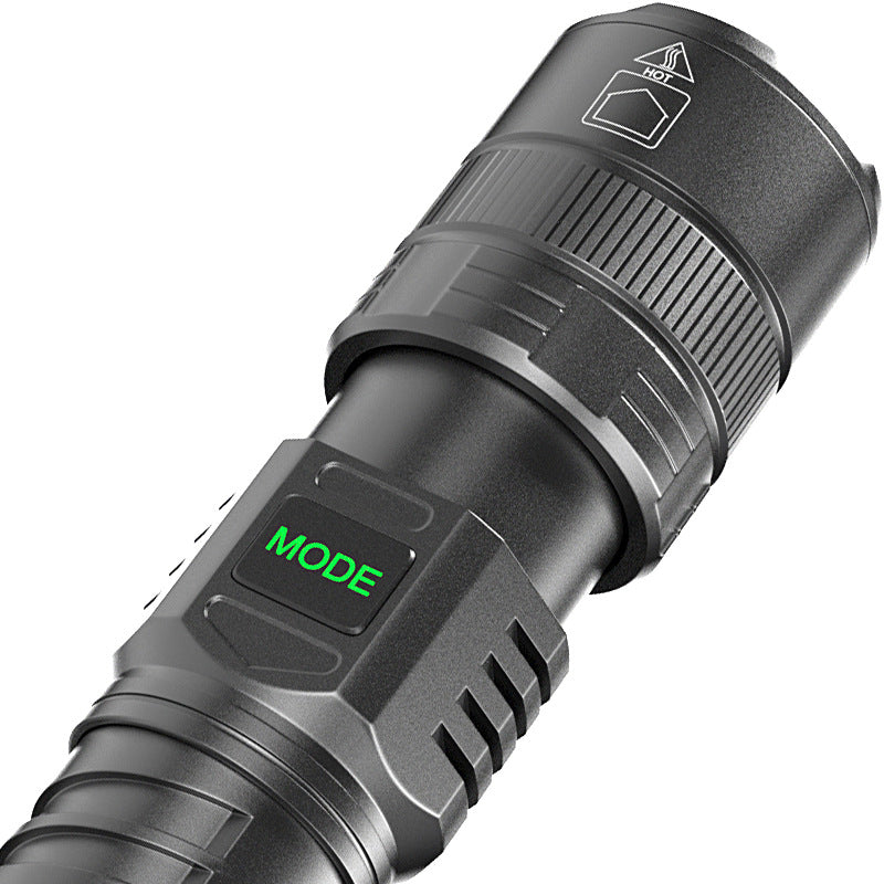 USB Rechargeable Zoom Flashlight – Portable Camping Torch with Digital Power Display