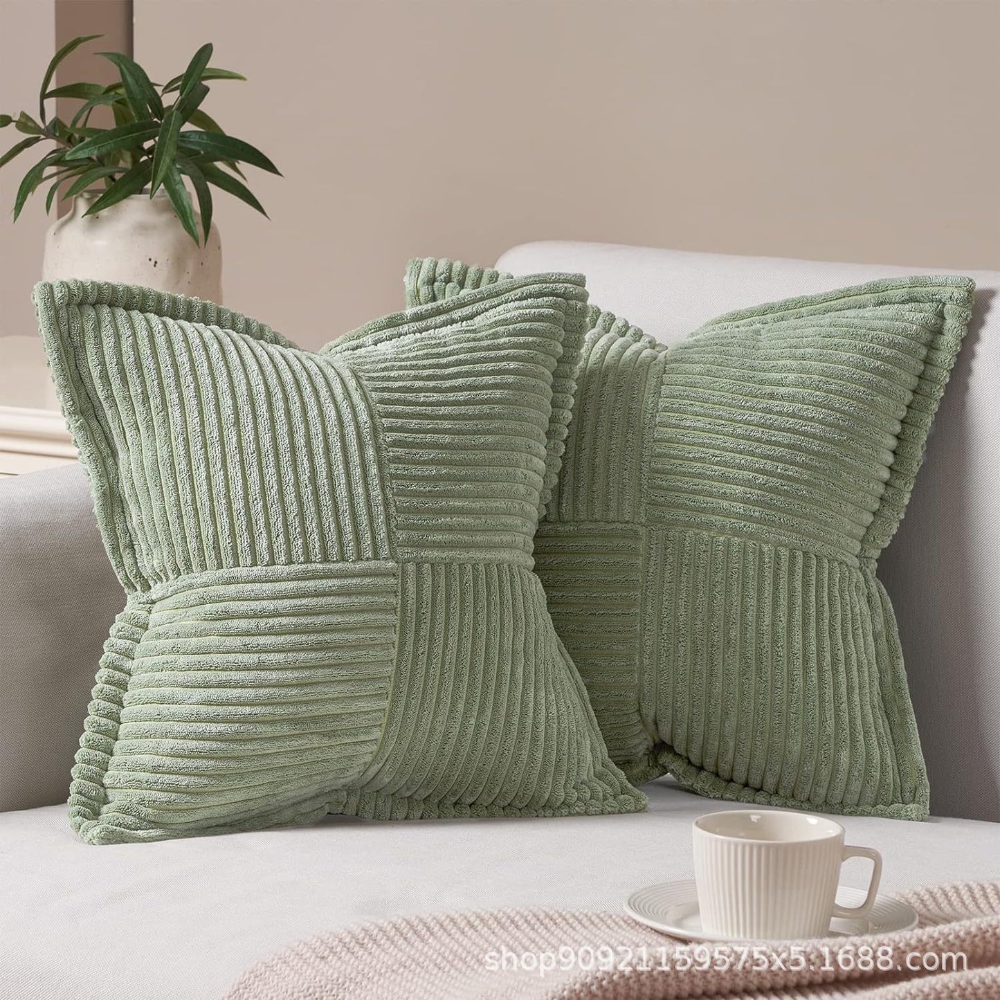 Corduroy Pillow Covers Super Soft Boho Striped Decorative Throw Pillow Cases for Sofa Couch Living Room Christmas Home Decor