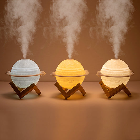 Planet Humidifier Home Silent Air Humidifier Mini Fog Volume LED Atmosphere Night Light Diffuser