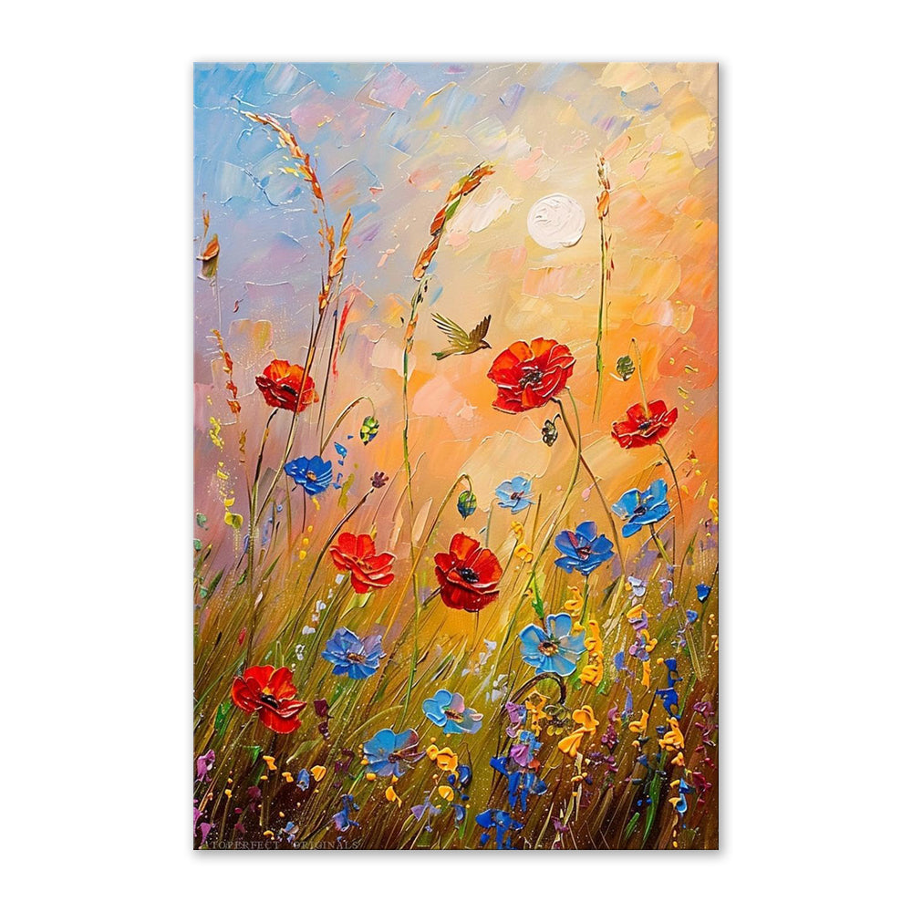 Handmade Abstract Flower Oil Painting – Canvas Wall Art for Living Room Home Decor (Frameless Unstretched Roll)