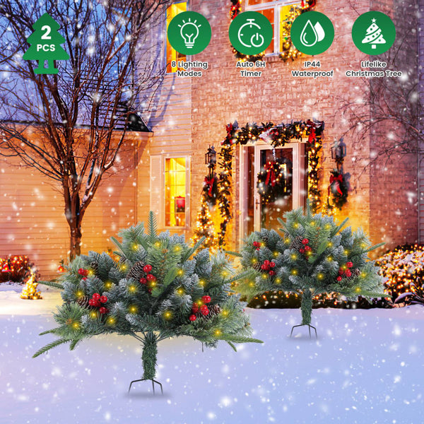 Lifelike Artificial Christmas Tree – 50 LED Warm Lights, 8 Modes, Timer & IP44 Waterproof (Indoor & Outdoor Decor)