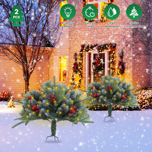 Lifelike Artificial Christmas Tree – 50 LED Warm Lights, 8 Modes, Timer & IP44 Waterproof (Indoor & Outdoor Decor)