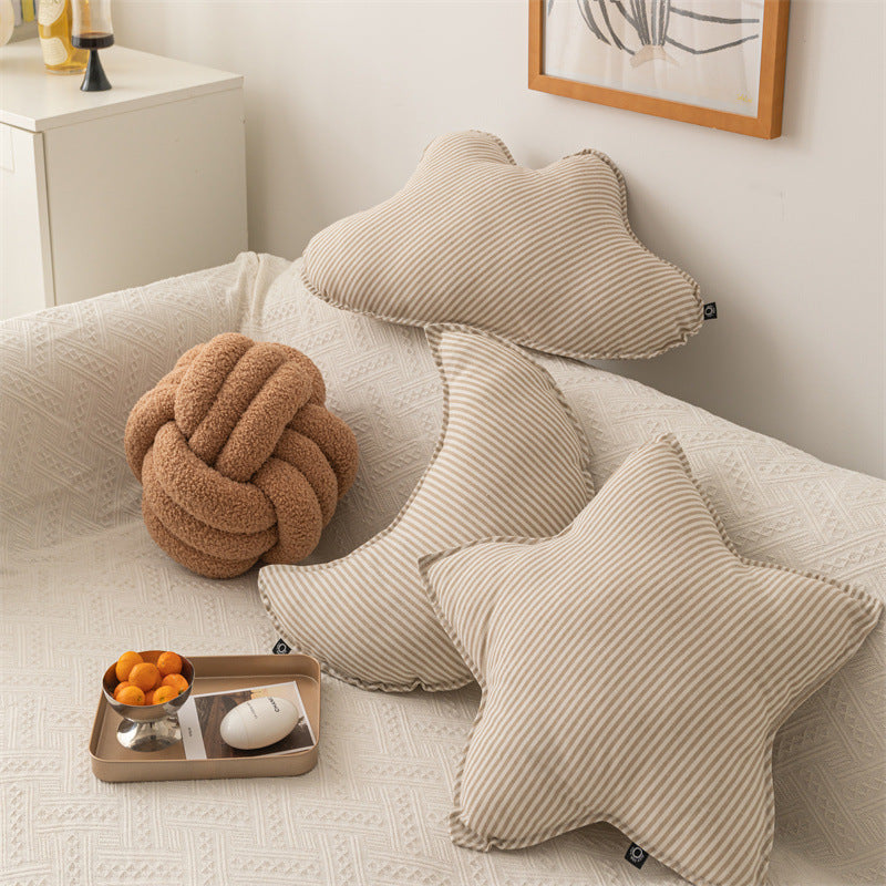 Cotton Linen Striped Cushion Throw Pillow for Sofa Home Decor