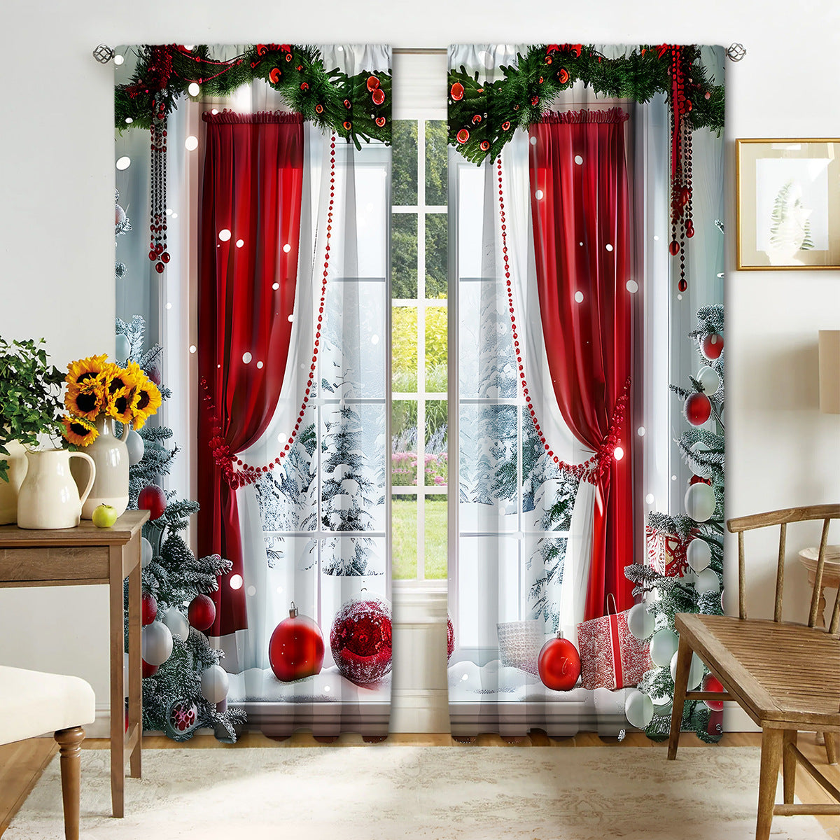 Digital Printed Christmas Curtains – Festive Holiday Window Drapes