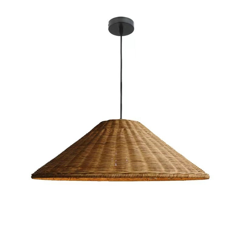 Bamboo Rattan Wabi-Sabi Pendant Light – Vintage Woven Ceiling Lamp