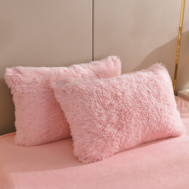 Plush Thickened Warm Mink Fur Four Piece Bedding Set Soft Winter Duvet Cover Bed Sheet Pillowcase Set