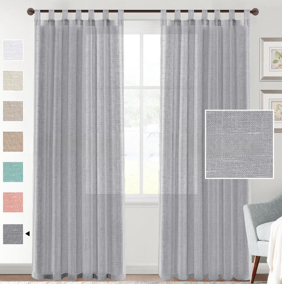 Linen Yarn Sheer Curtain Transparent Window Screen Light Filtering Drapes for Living Room Bedroom
