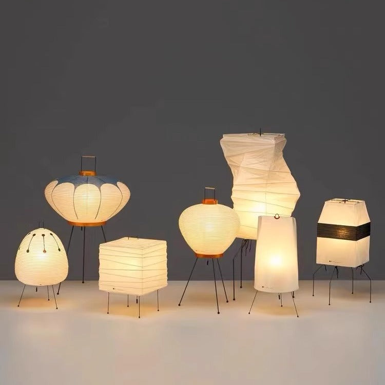 Japanese-Style Rice Paper Floor Lamp – Retro Lighting for Hotel & Homestay Decor