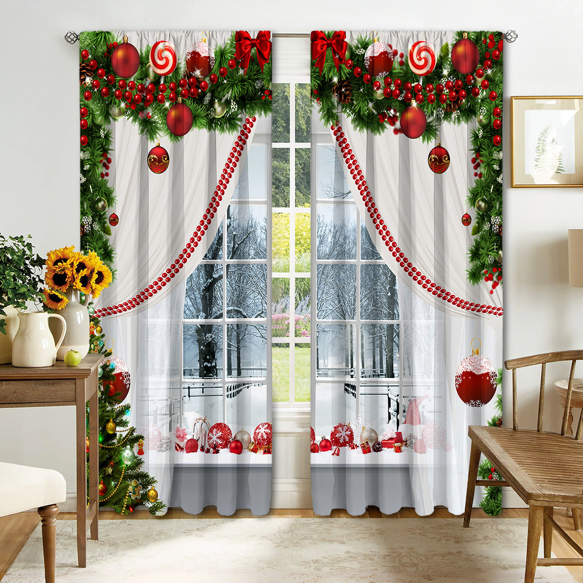 Digital Printed Christmas Curtains – Festive Holiday Window Drapes
