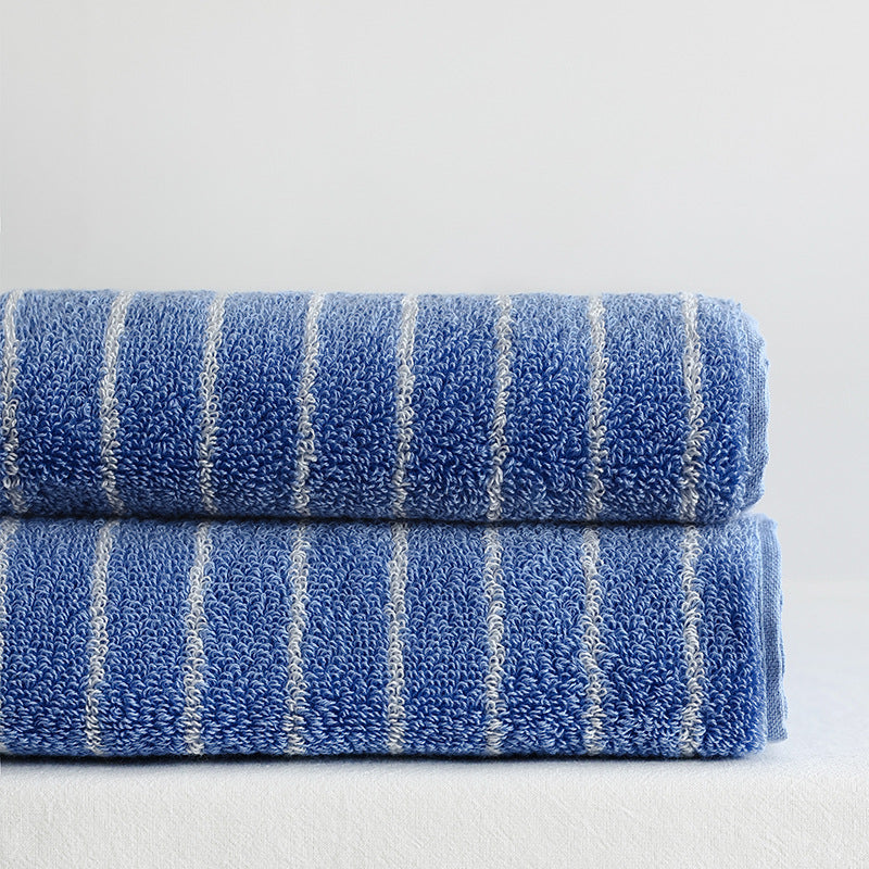 Family Cotton Bath Towels Long Staple Yarn Dyed Rhombus Stripe Soft Absorbent Large Towel