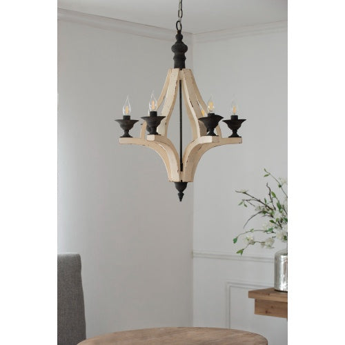 6-Light Wood Chandelier with Adjustable Chain – Kitchen & Dining Hall Lighting
