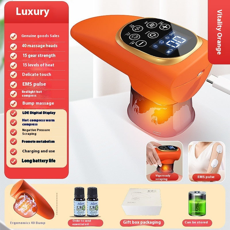 Electric EMS Cupping Device Microcurrent Vacuum Hot Compress Scraping Therapy Negative Pressure Massage Tool