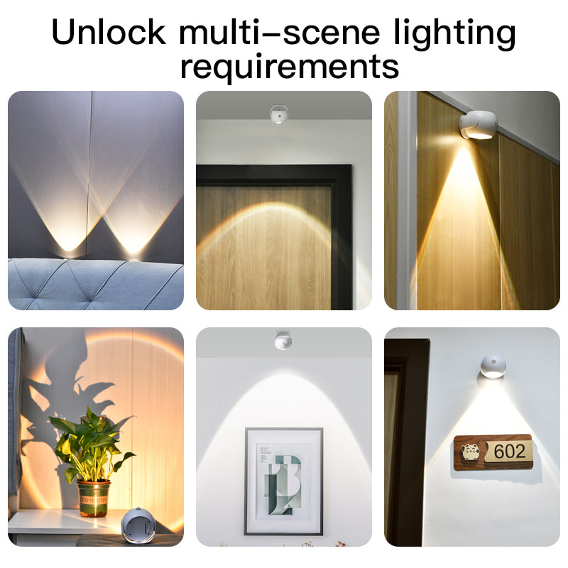 Adjustable Angle Human Sensing Wall Light Wireless Sunset Indoor Spotlight Rechargeable Corridor Living Room Lamp