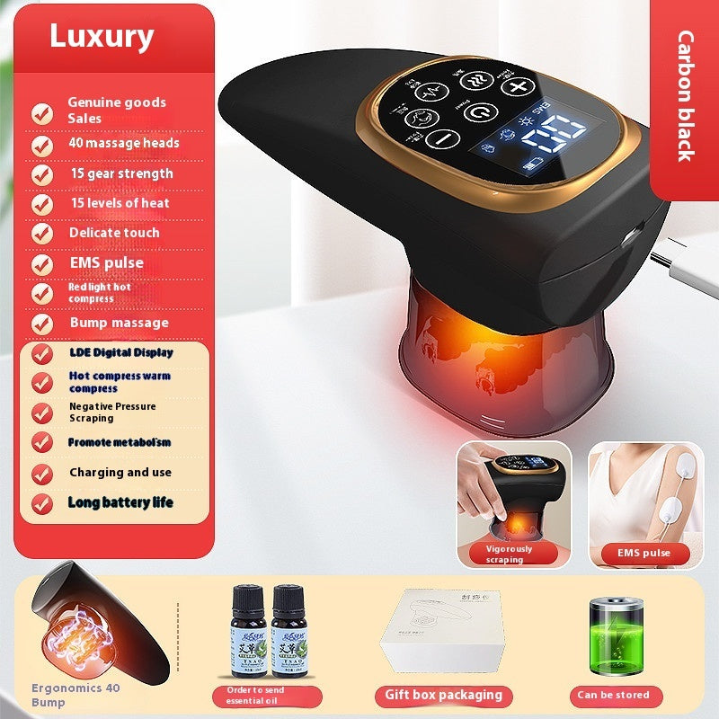 Electric EMS Cupping Device Microcurrent Vacuum Hot Compress Scraping Therapy Negative Pressure Massage Tool