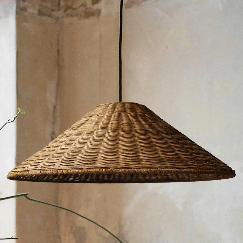 Bamboo Rattan Wabi-Sabi Pendant Light – Vintage Woven Ceiling Lamp