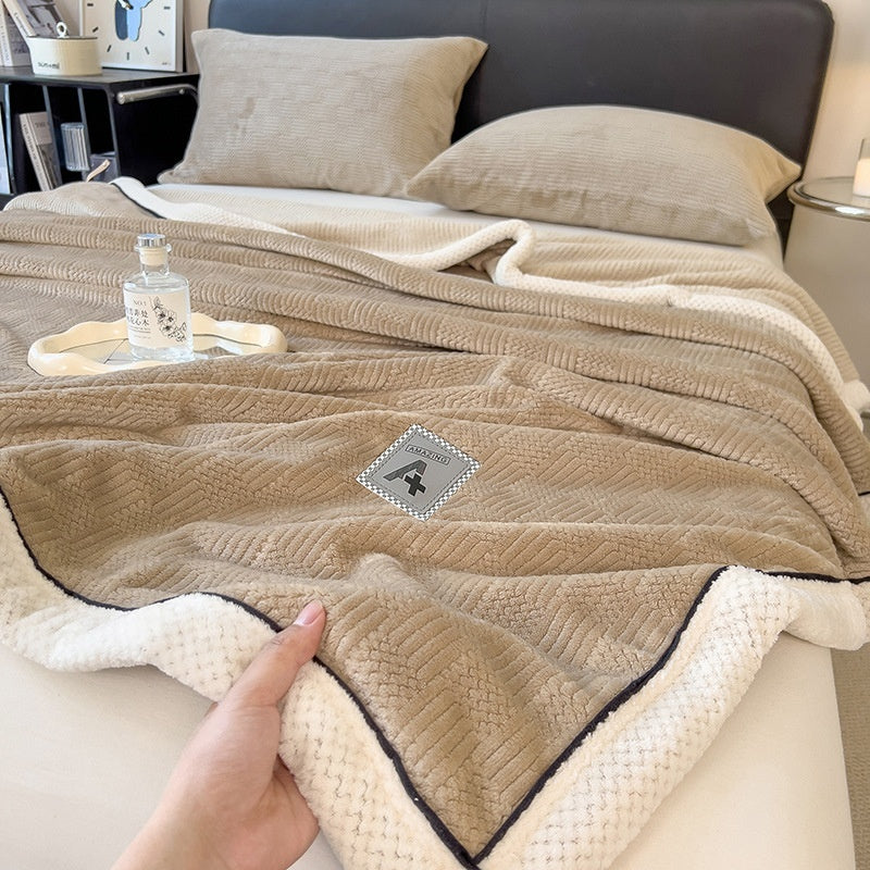 Maternal and Child Grade Knitted Blanket Milk Velvet Coral Fleece Air Conditioning Blanket Soft Warm Throw for Home Use