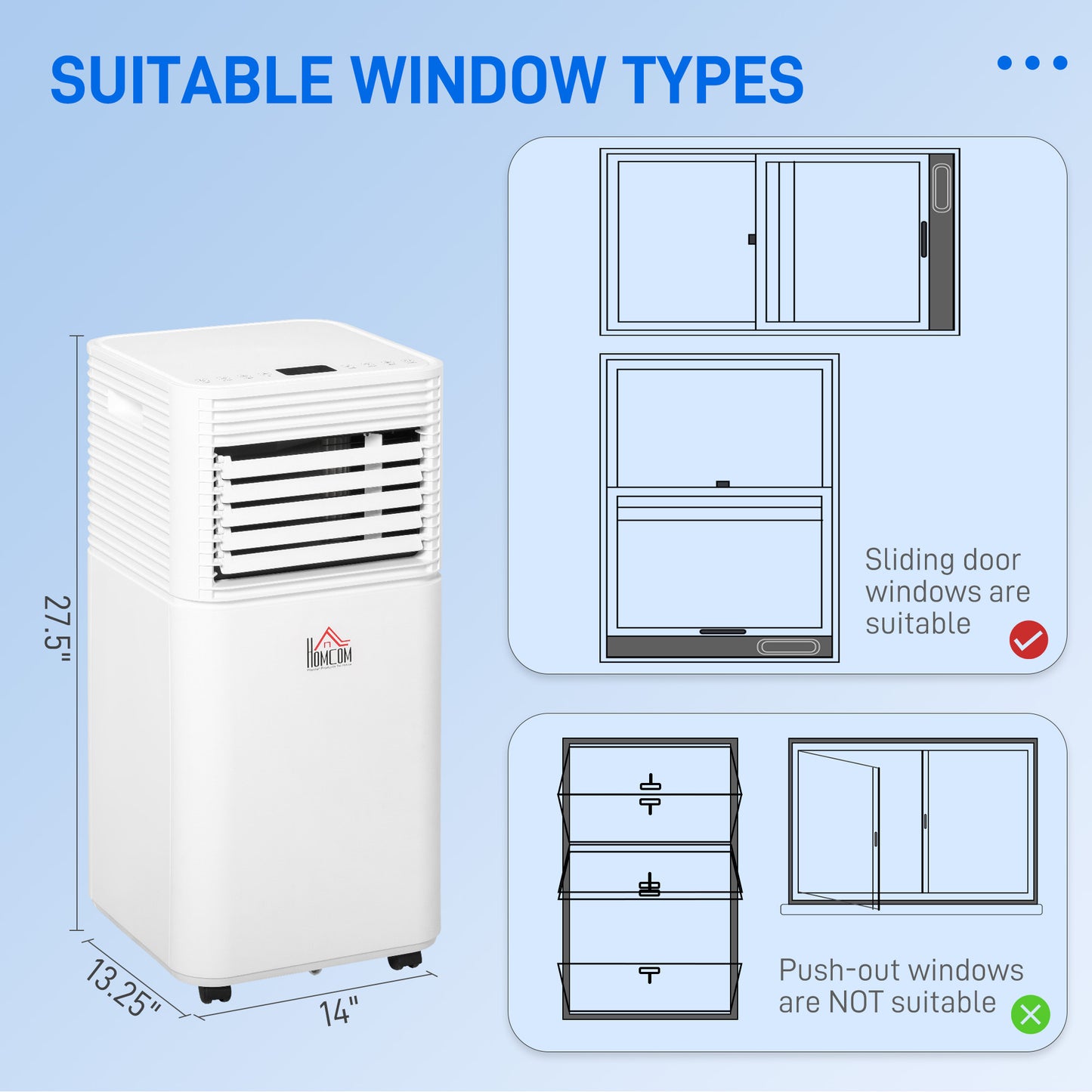 8000 BTU Portable Air Conditioner with Remote Control Cooling & Dehumidifying 24H Timer LED Display White