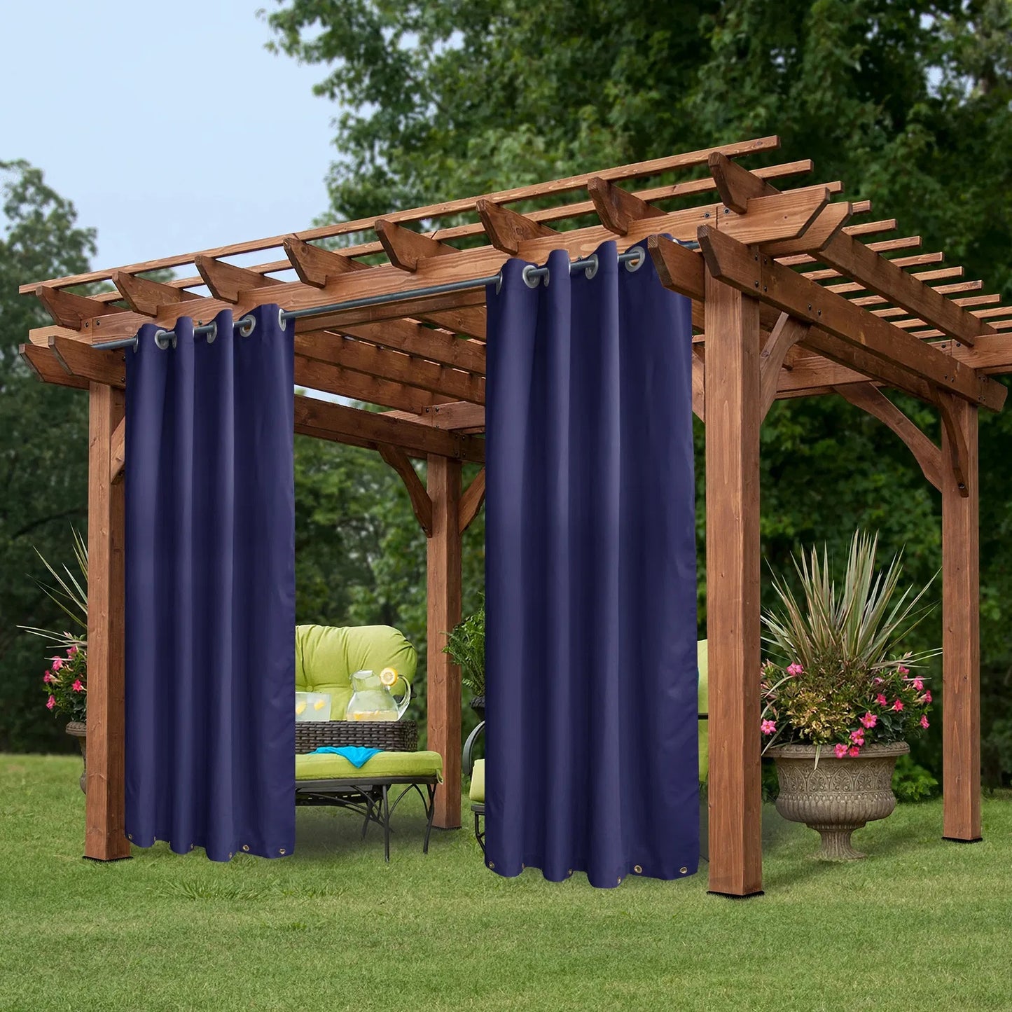 Indoor Outdoor Curtains Grommet Top and Bottom 1 Panel Waterproof Windproof Privacy Drapes