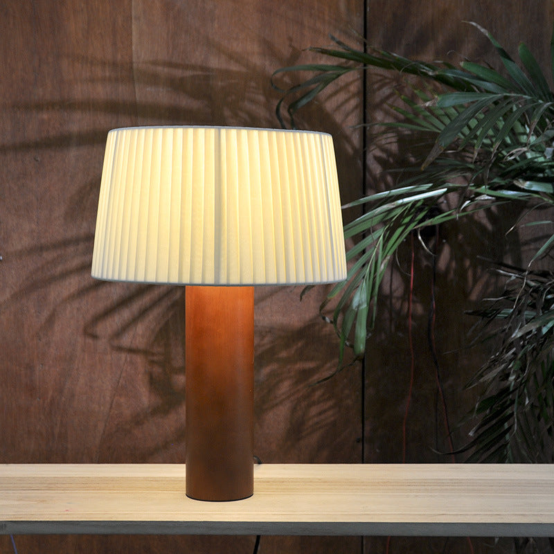 Korean Style Solid Wood Pleated Table Lamp for Living Room, Study & Bedroom | Elegant Bedside Lighting