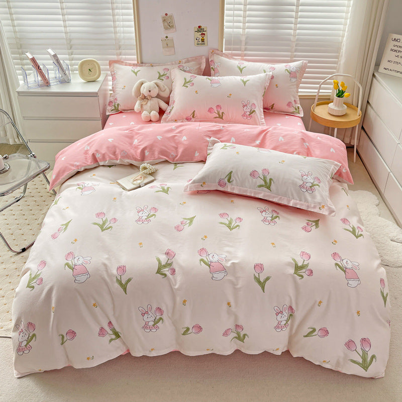 Cartoon Duvet Cover Bedding Set Cute Quilt Cover Bed Sheet Soft Kids Home Textile Set