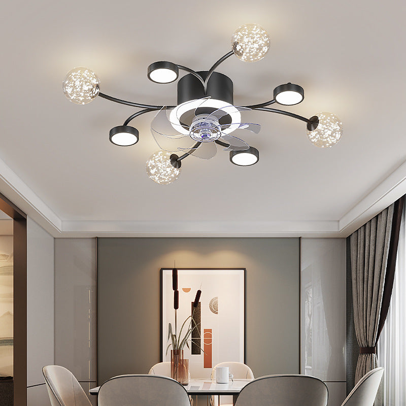 Modern Smart Ceiling Fan Lamp – Bedroom LED Fan Light with Remote Control