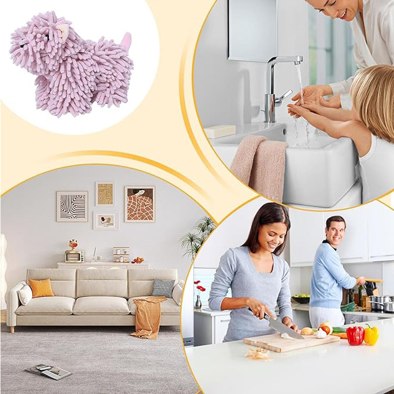 Cute Puppy Shaped Kitchen Towel Absorbent Hanging Loop Home Cleaning Towel Decor