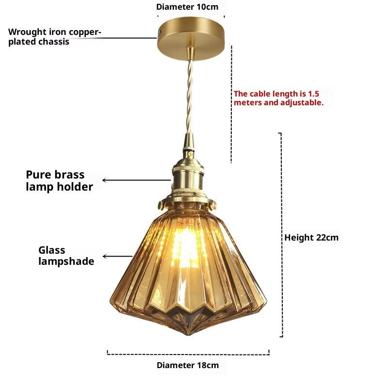 Japanese-Style Brass & Glass Pendant Light – Elegant Modern Ceiling Lamp