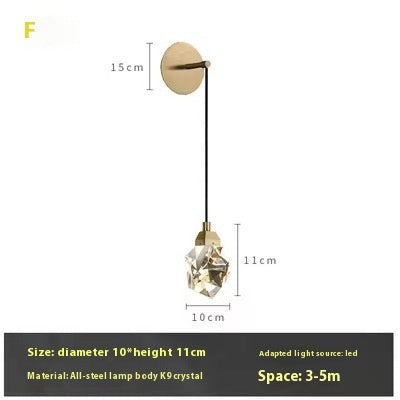 Luxury Copper Crystal Wall Lamp – Modern Wall Light for Living Room, Bedroom & Aisle