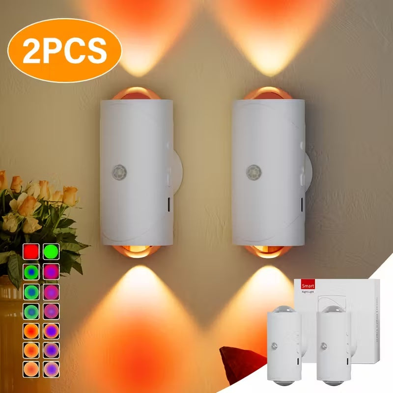 4PCS Color-Sensing Motion Night Lights Magnetic Cabinet Wall Lights with 3 Modes Decorative LED Lighting