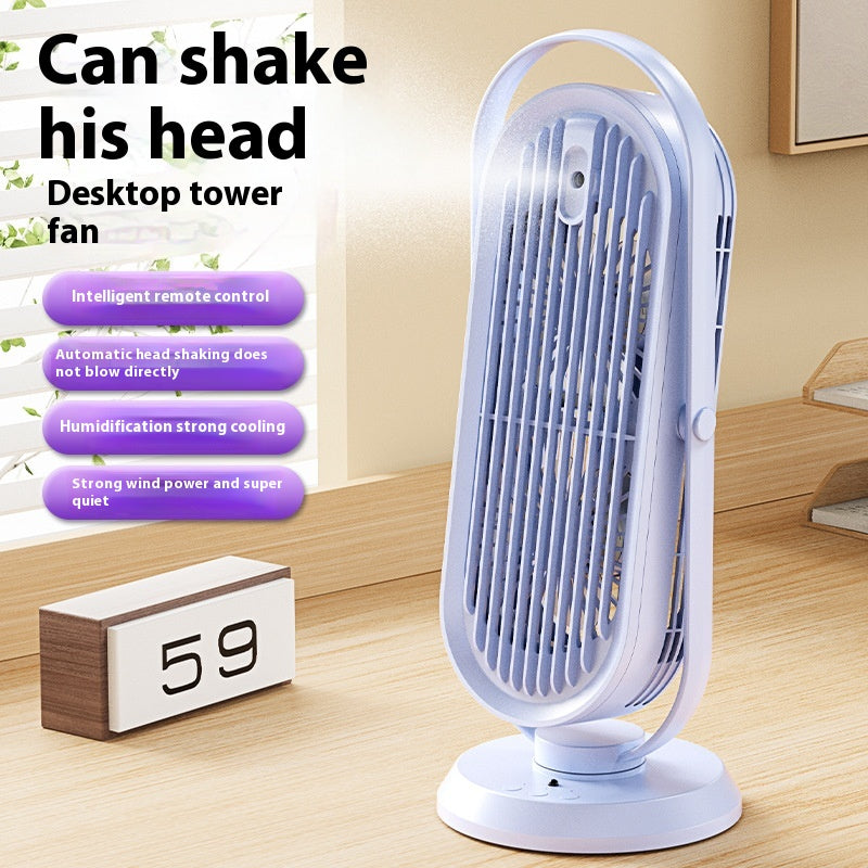 Shaking Head Spray Desktop Fan with Humidifier Battery Remote Control Large Wind Office & Home Cooling Fan