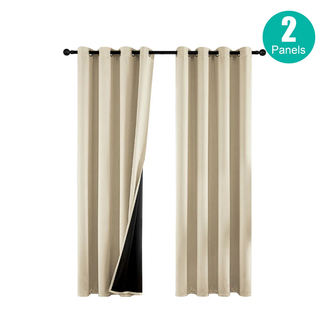 Polyester Thermal Insulated Blackout Curtains with Grommets 52x84 Set of 2 Coated Lining 3 Colors