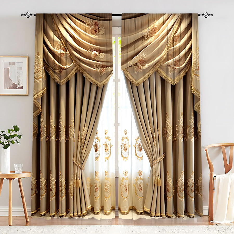 Creative Home European Flower Character Curtains Decorative Window Drapes for Living Room Bedroom Home Decor