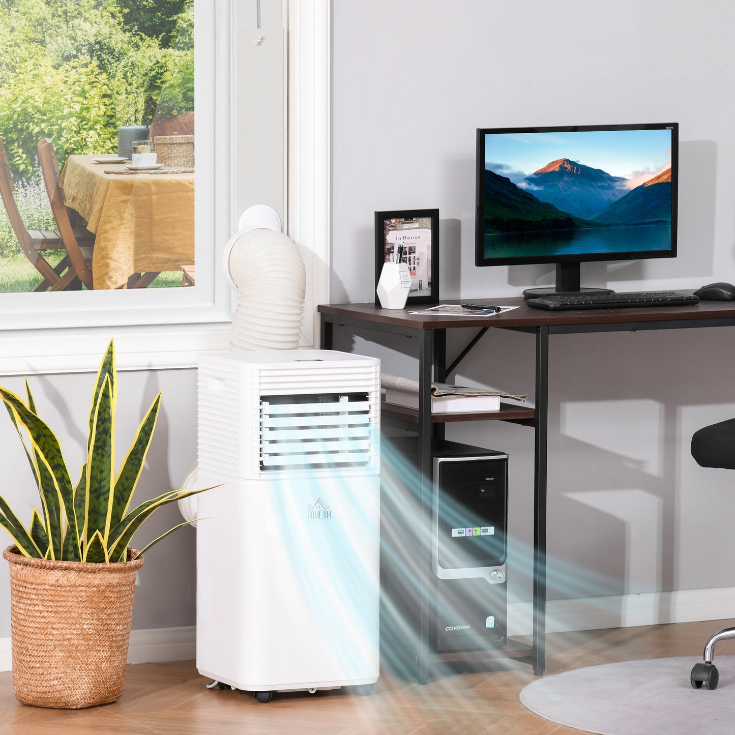 8000 BTU Portable Air Conditioner with Remote Control Cooling & Dehumidifying 24H Timer LED Display White