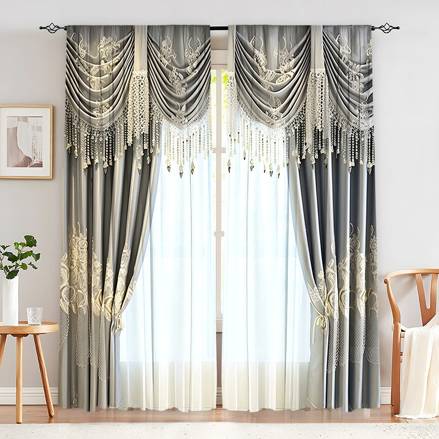 Creative Home European Flower Character Curtains Decorative Window Drapes for Living Room Bedroom Home Decor
