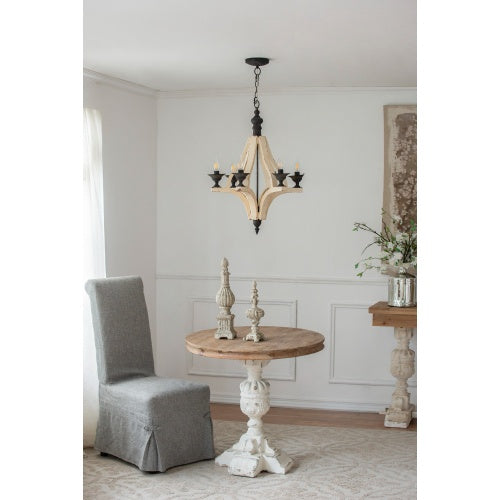 6-Light Wood Chandelier with Adjustable Chain – Kitchen & Dining Hall Lighting